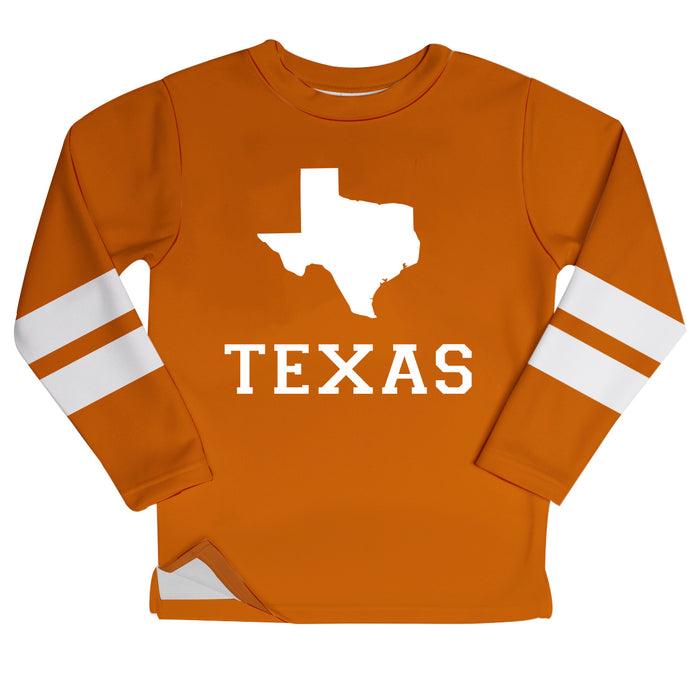 Texas Stripes Orange Long Sleeve Fleece Sweatshirt Side Vents - Vive La Fête - Online Apparel Store