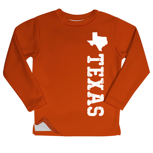 Texas Logo Orange Long Sleeve Fleece Sweatshirt Side Vents - Vive La Fête - Online Apparel Store