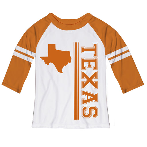 Texas White Girls Tee Raglan Three Quarter Sleeves - Vive La Fête - Online Apparel Store