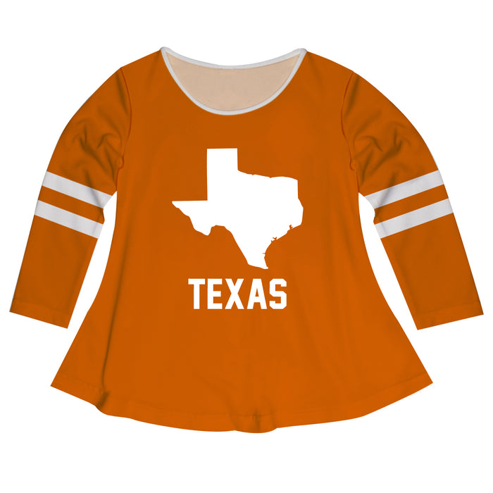 Texas Big Logo Orange Stripes Long Sleeve Girls Laurie Top - Vive La Fête - Online Apparel Store