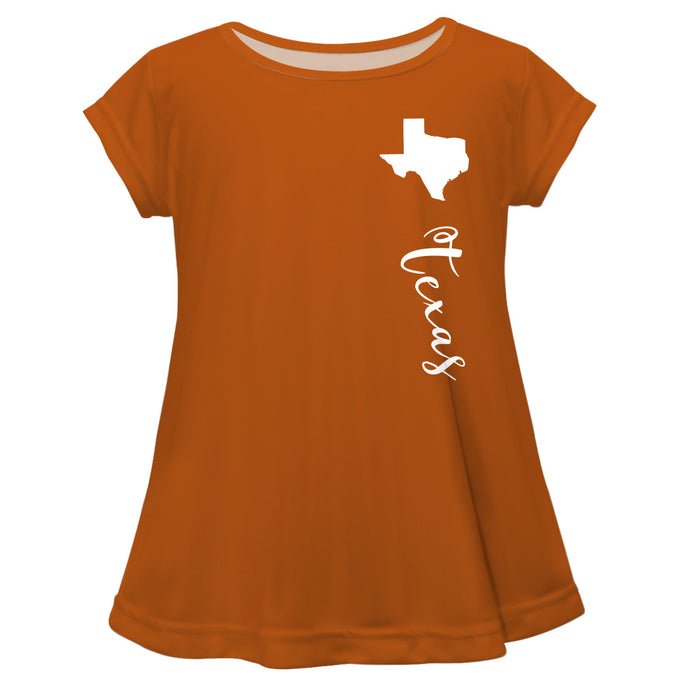 Texas Orange Solid Short Sleeve Girls Laurie Top - Vive La Fête - Online Apparel Store