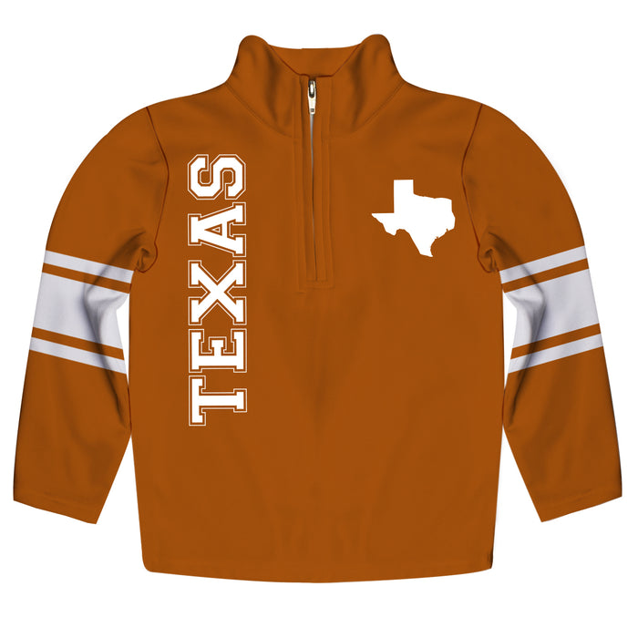 Texas Stripes Orange Long Sleeve Quarter Zip Sweatshirt - Vive La Fête - Online Apparel Store