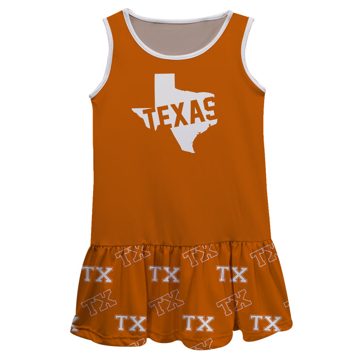 Texas Repeat Logo Orange Sleeveless Lily Dress - Vive La Fête - Online Apparel Store