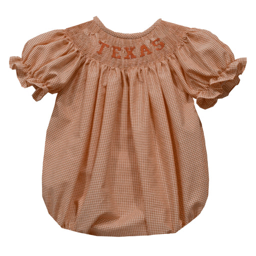 Texas Smocked Rust Gingham Short Sleeve Girls Bubble