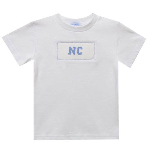 North Carolina Smocked Knit White Short Sleeve Boys Tee Shirt