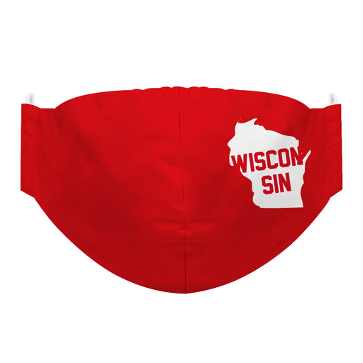 Wisconsin Map Red Ergo Face Mask