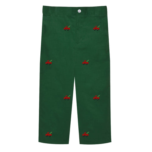 Pick Up With Tree Embroidered Kelly Green Corduroy Pull Up Pant