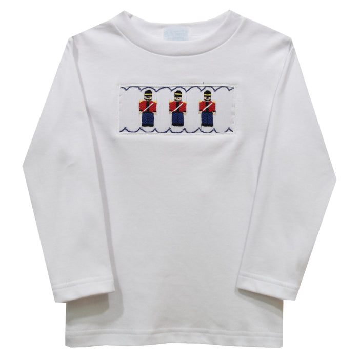 Wooden Soldier Smocked White Knit Long Sleeve Boys Tee Shirt - Vive La Fête - Online Apparel Store