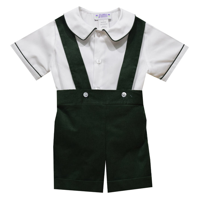 Hunter Green Corduroy Short and Short Sleeve Shirt Set - Vive La Fête - Online Apparel Store
