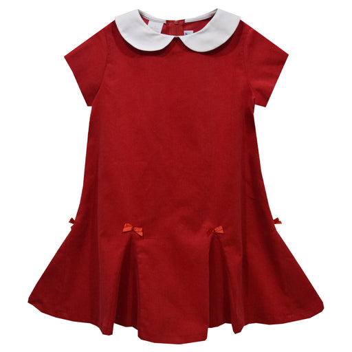 Red Corduroy Short Sleeve Dress