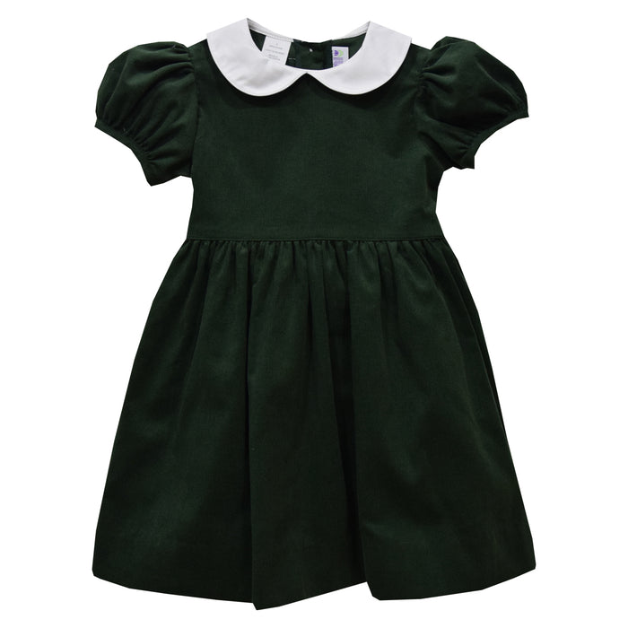 Forest Green Corduroy Short Sleeve Dress