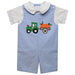 Tractor Pumpkin Applique Light Blue Chambray Boys Shortall and Shirt Short Sleeve - Vive La Fête - Online Apparel Store
