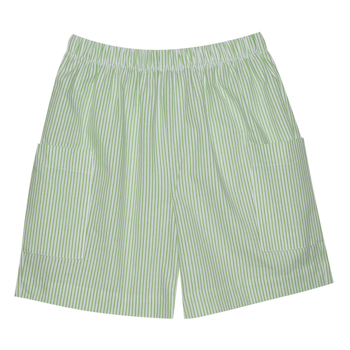 Green Stripe Seersucker Boys Short