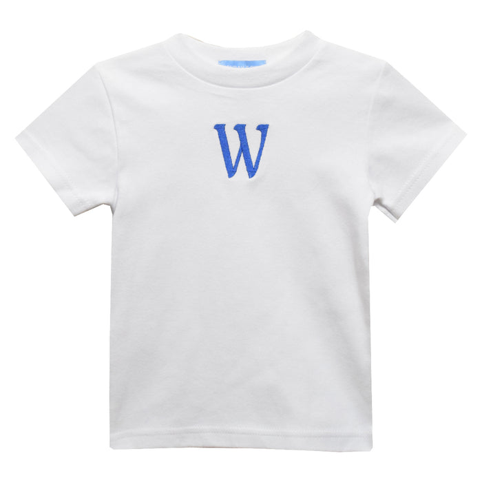 blue letter White T-Shirt