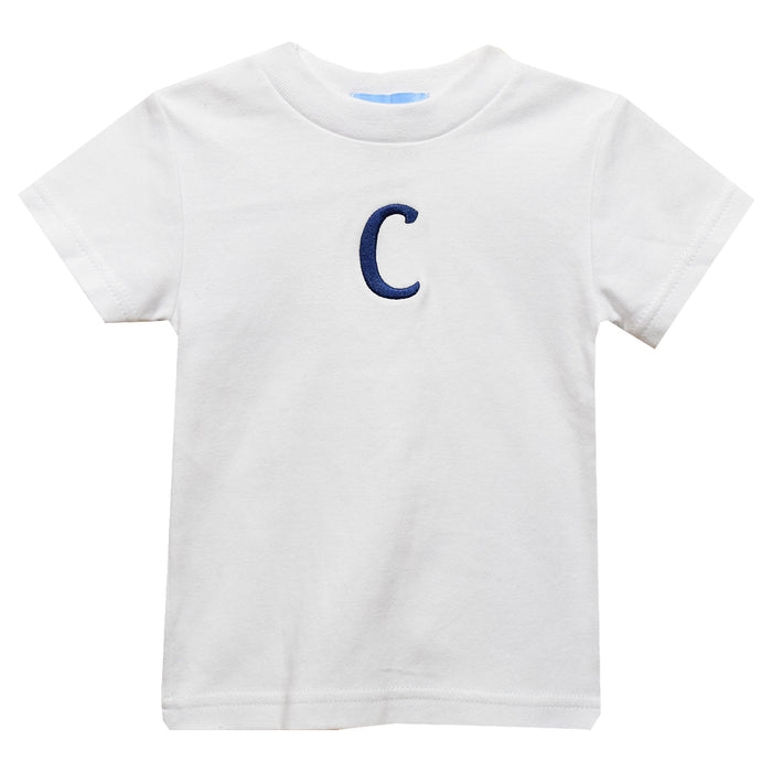 blue letter White T-Shirt