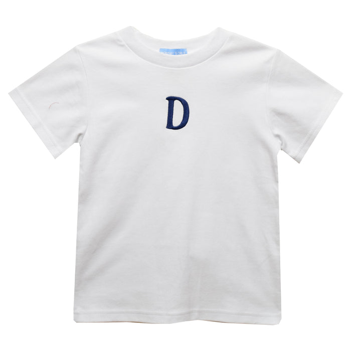 blue letter White T-Shirt