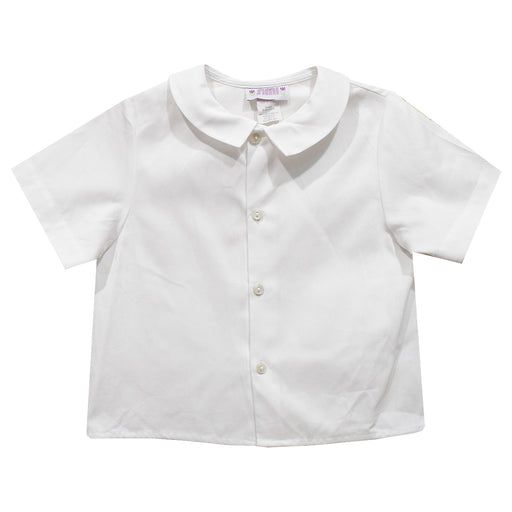 White Pique Button Front Shirt Short Sleeve
