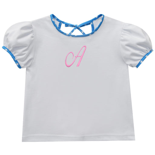 White with Monograms Knit Blouse