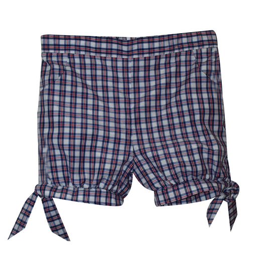 Red and Navy Plaid Girls Bubble Short