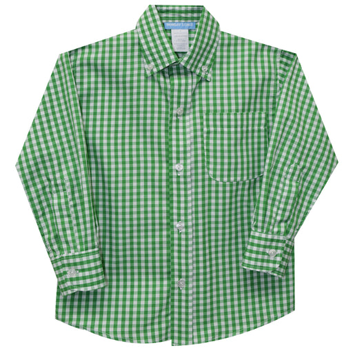 Green Medium Check Button Down Shirt Long Sleeve