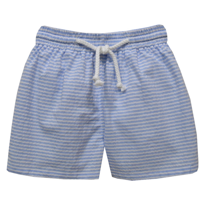 Light Blue Big Stripe Seersucker Boy Swimtrunks - Vive La Fête - Online Apparel Store