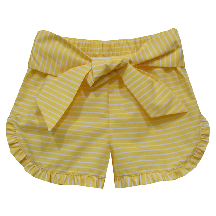 Yellow and White Stripe Girls Ruffle Short with Bow - Vive La Fête - Online Apparel Store