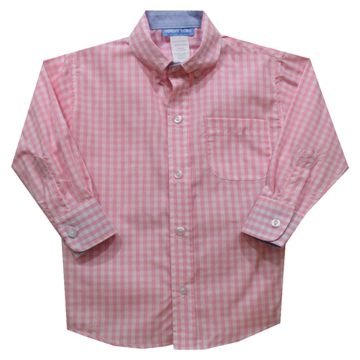 Pink Medium Check Long Sleeve Button Down Shirt