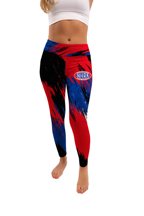 NHRA Officially Licensed by Vive La Fete Abstract Brushed Red Black Blue Youth Leggings