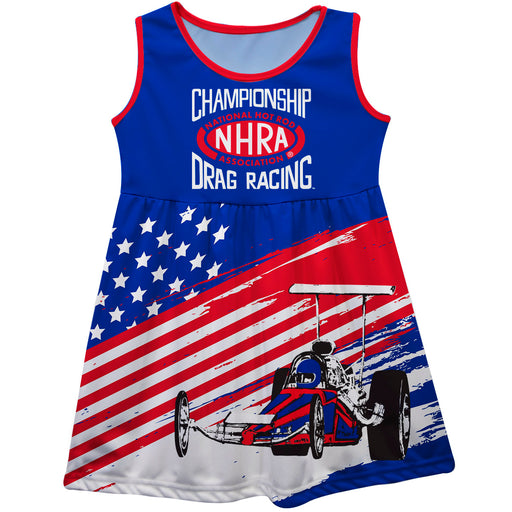 NHRA Officially Licensed by Vive La Fete Americana Dragster Blue Tank Dress