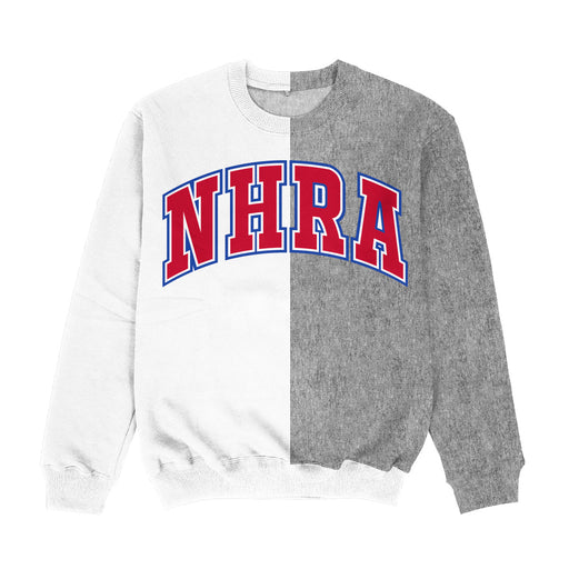 NHRA Officially Licensed by Vive La Fete NHRA White & Grey Heather Crewneck Sweatshirt