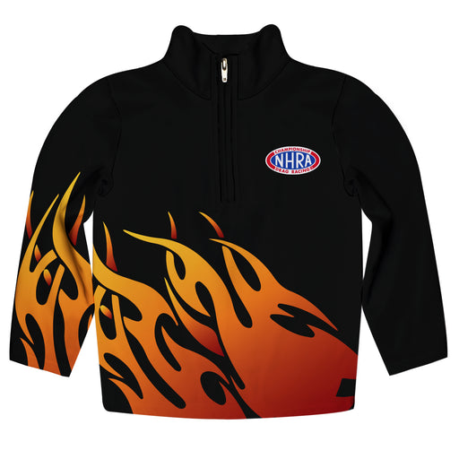 NHRA Officially Licensed by Vive La Fete Flames Black Qtr Zip Pullover