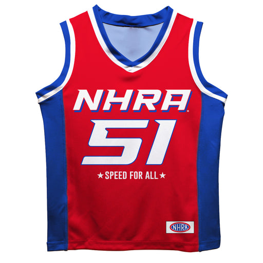 NHRA Officially Licensed by Vive La Fete Nitro Power 51 Red & Royal Basketball Jersey