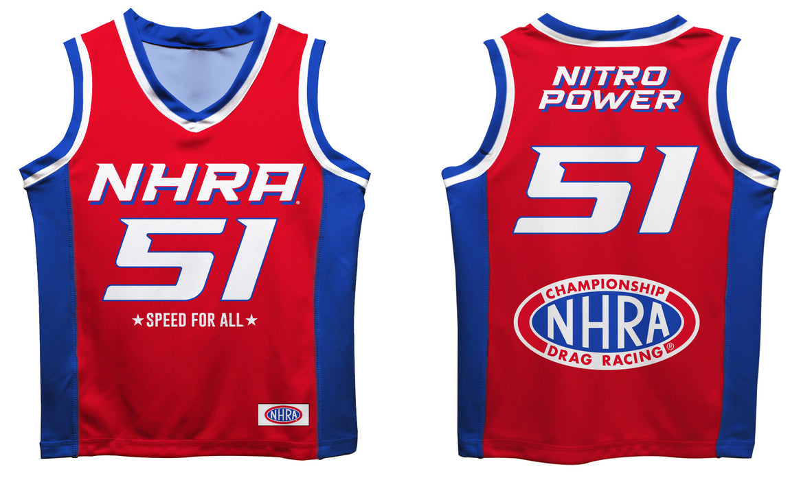 NHRA Officially Licensed by Vive La Fete Nitro Power 51 Red & Royal Basketball Jersey - Vive La Fête - Online Apparel Store