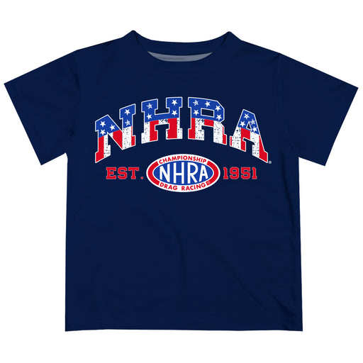 NHRA Officially Licensed by Vive La Fete American Flag Navy T-Shirt