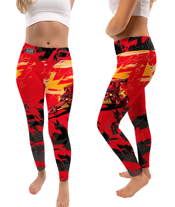 NHRA Officially Licensed by Vive La Fete Abstract Red Black Yellow Women Leggings - Vive La Fête - Online Apparel Store