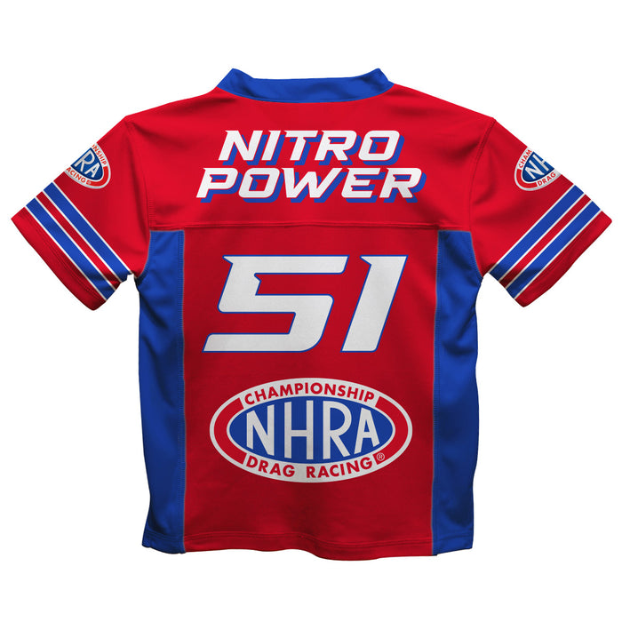 NHRA Officially Licensed by Vive La Fete Nitro Power 51 Red & Royal Men Football Jersey - Vive La Fête - Online Apparel Store