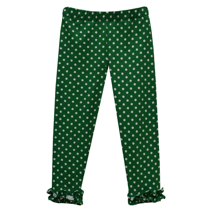 Kelly Green Polka Dots Knit Girls Ruffle Pant