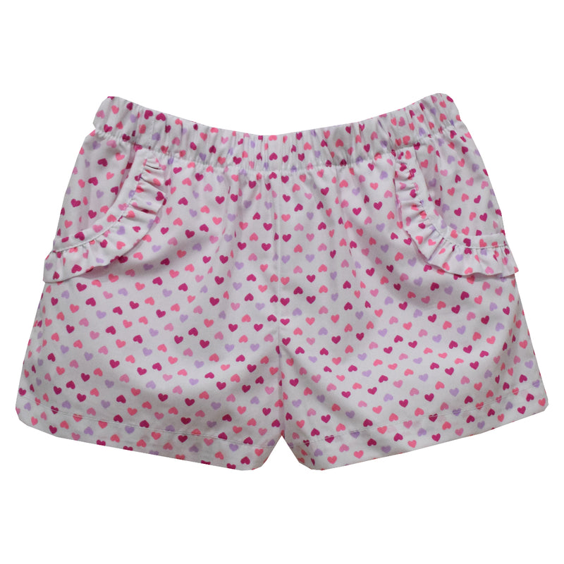 Hearts Girls Short With Ruffle Pockets - Vive La Fête - Online Apparel Store