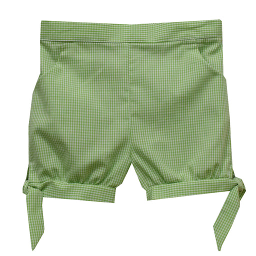 Lime Green Mini Check Girls Short With Bow