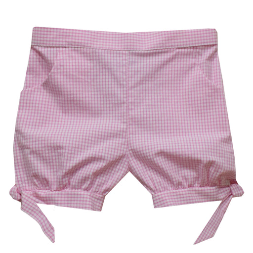 Pink Check Girls Short With Bow