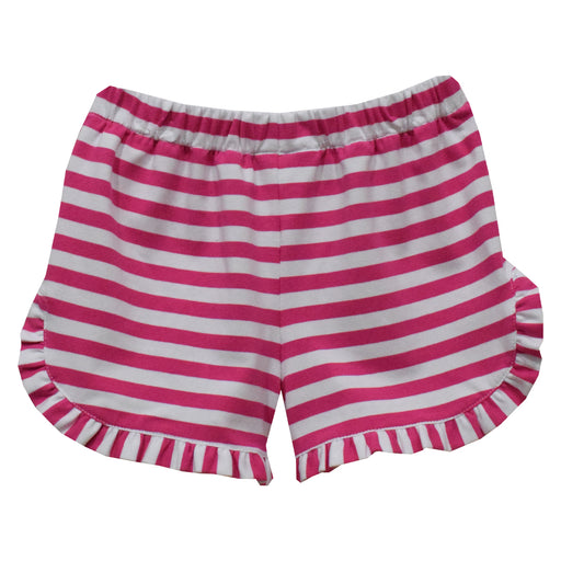Hot Pink Stripes Knit Girls Ruffle Short