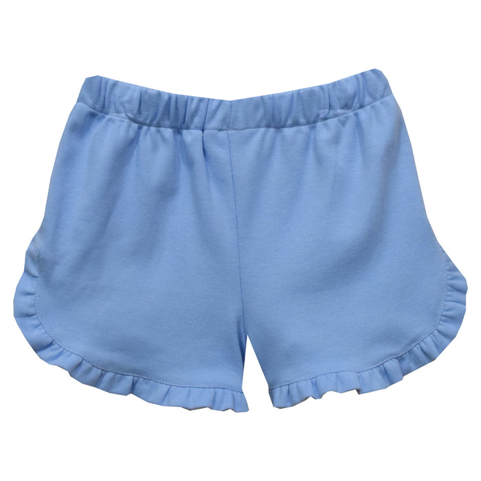 Light Blue Knit Girls Ruffle Short