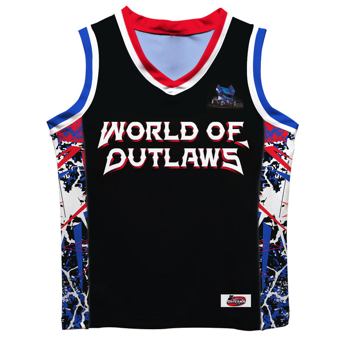 WOO Officially Licensed by Vive La Fete Black & Abstract Print  Basketball Jersey