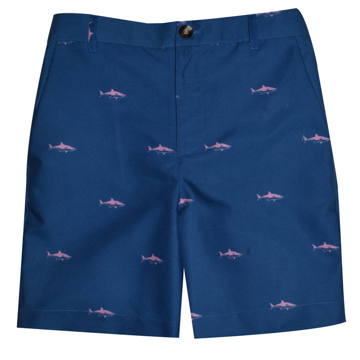 Sharks Print Navy Structured Short - Vive La Fête - Online Apparel Store