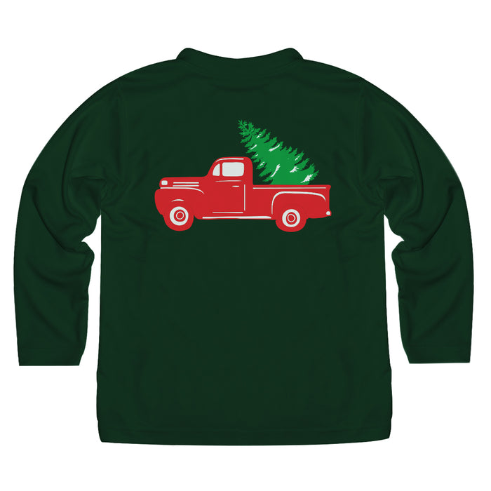 Truck with Christmas Tree Green Long Sleeve Tee Shirt With Pocket - Vive La Fête - Online Apparel Store