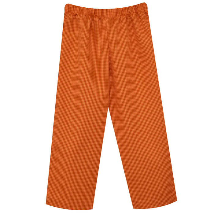 Orange Check Pull On Pants
