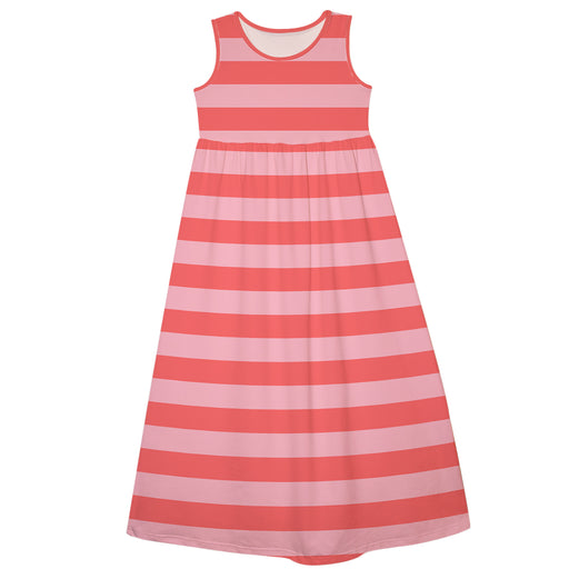 Coral Pink Stripes Maxi Dress - Vive La Fête - Online Apparel Store