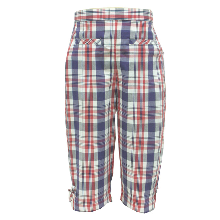 Red/navy Plaid, Capri Pant