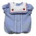 Apple Embroidered Blue Check Short Sleeve Girls Bubble - Vive La Fête - Online Apparel Store