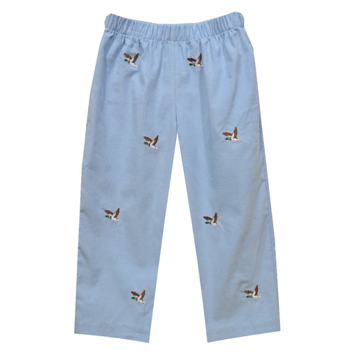 Mallard Duck Embroidered Light Blue Corduroy Boys Pull On Pants